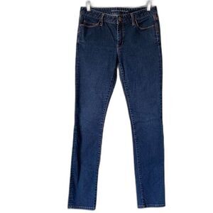Banana Republic Skinny Fit Mid Rise Dark Wash Orange Stitch Jeans - Women's 28